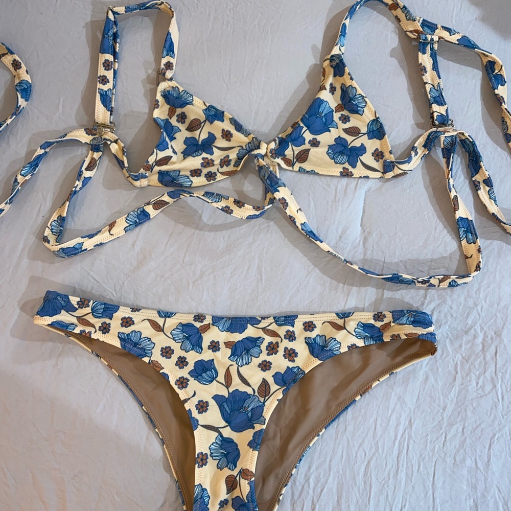 For Love And Lemons Blue Floral Bikini